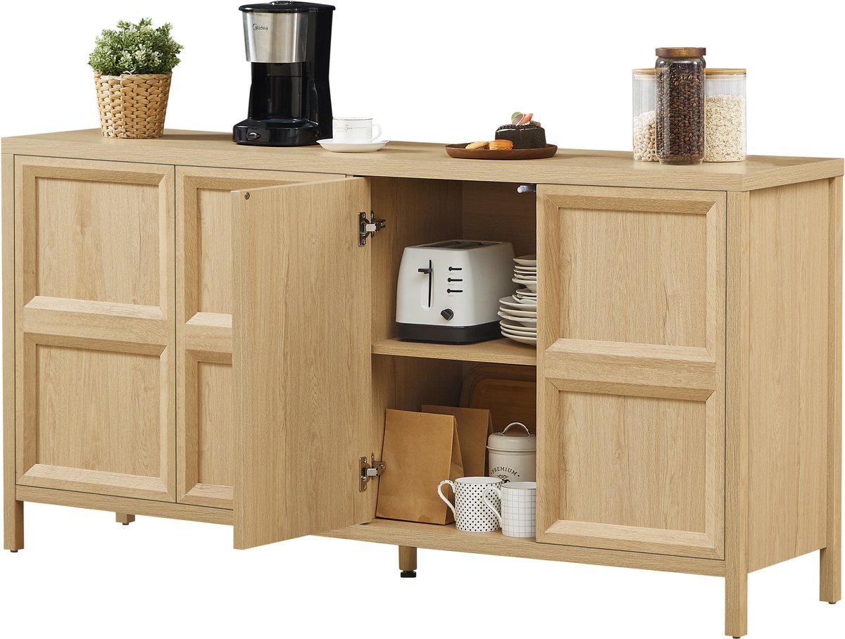COVREO Dressoir 160x40x80 cm eiken, MDF met Tip-On en soft-close Oak