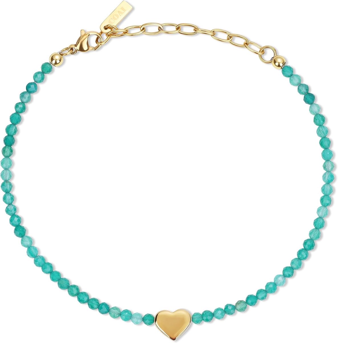 Enkelbandje met hartje - carnelian en groene agaat - uniek ontwerp - voor een stijlvolle uitstraling - ShopVlot