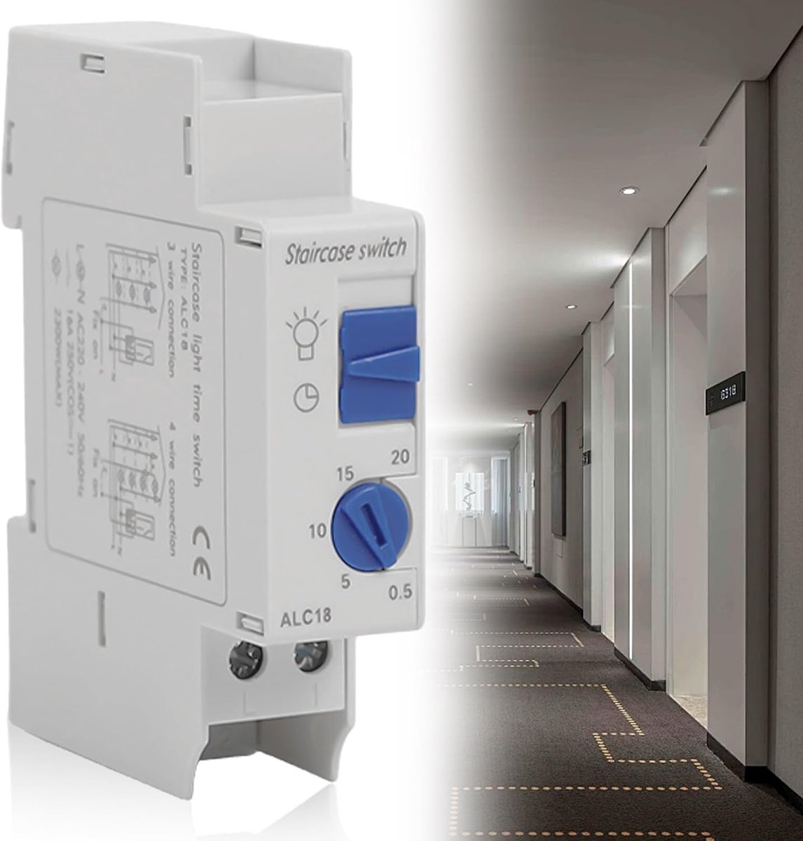 Automatische traplichtschakelaar 230 V - Elektronisch pedaal - 16 A timer - Energiezuinig en eenvoudig te installeren - ShopVlot
