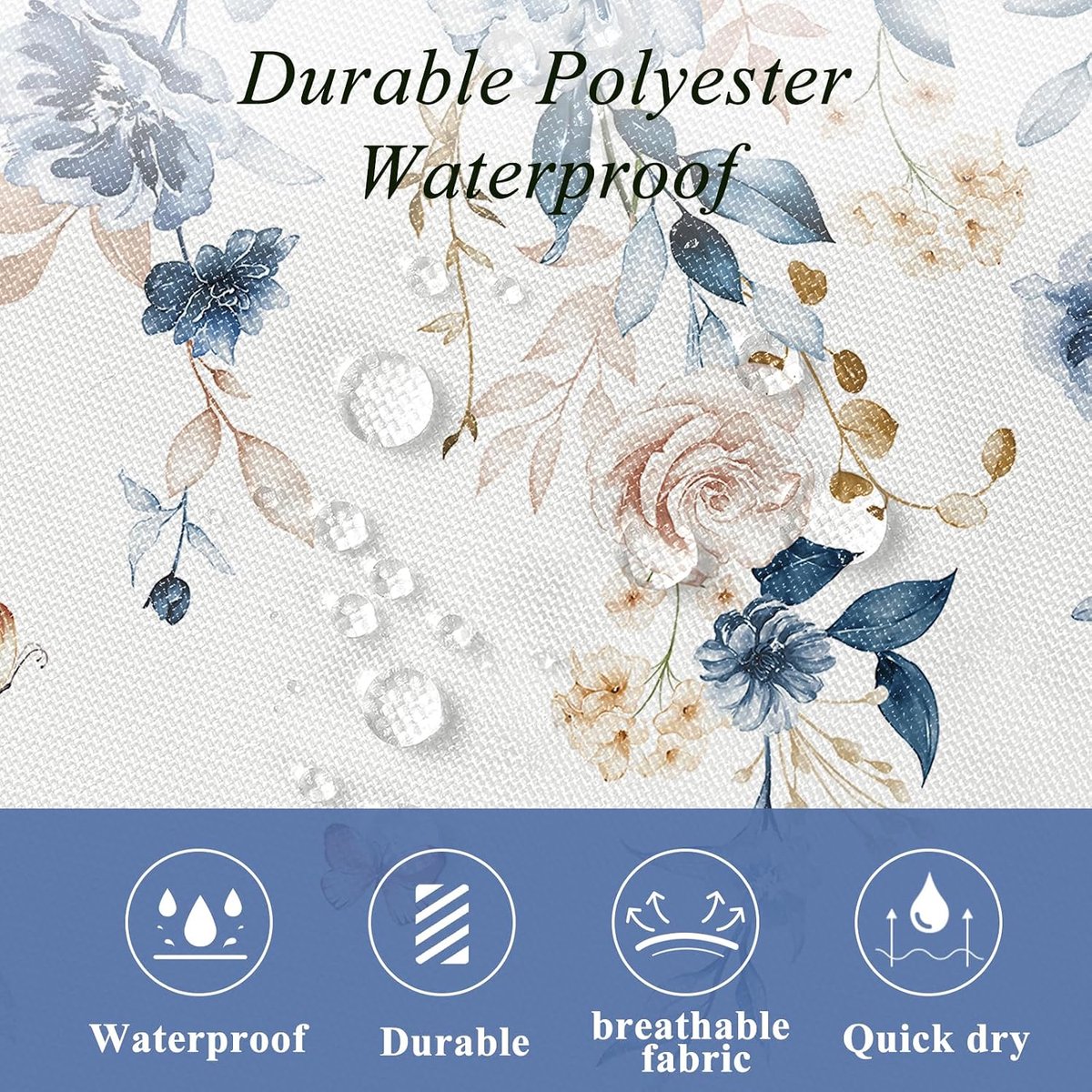 Douchegordijn Waterverf Bloemen 182x183cm - Waterdicht Polyester - Trendy Ontwerp - Upgrade je Badkamer - ShopVlot