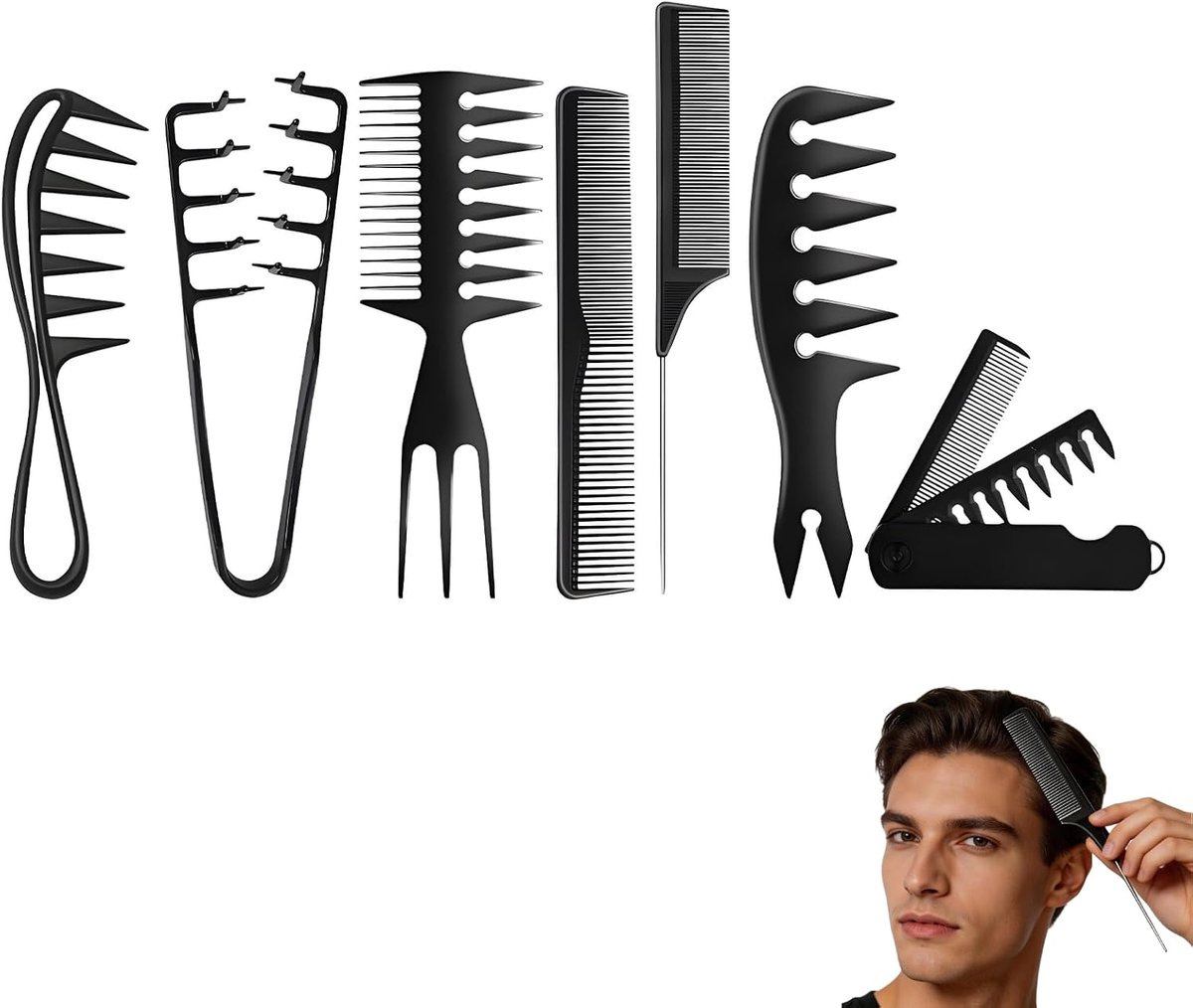 Haarstyling kam set 7 stuks - Antistatische brede tanden - Voor krullend en normaal haar - ShopVlot