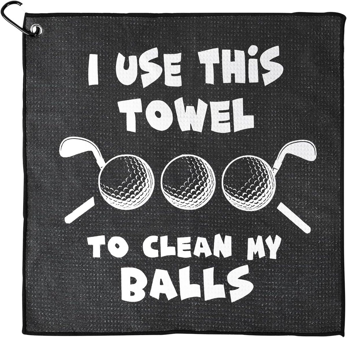 Golfdoek 40 x 40 cm - Wafel microfibre - Grappig design - Perfect voor golf en camping - ShopVlot