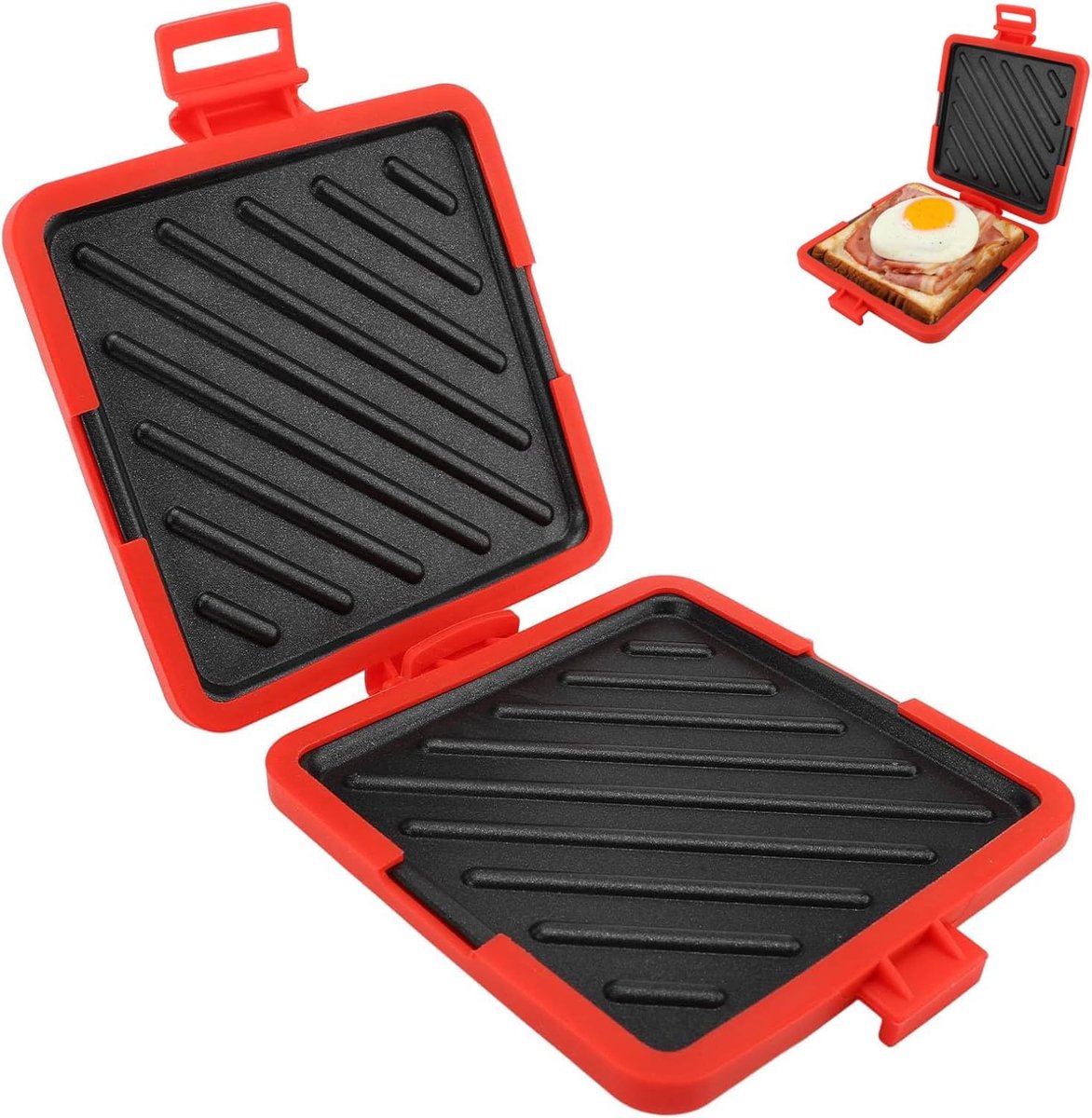Sandwich Maker voor Magnetron en Oven - Siliconen Vierkant - Antiaanbaklaag met Aluminium Bod - ShopVlot
