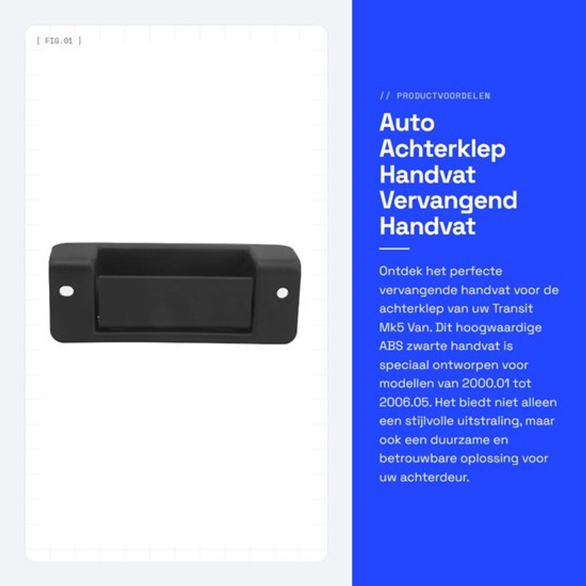 Achterklep Handvat Vervanging - ABS Zwart - Geschikt voor Transit Mk5 Van - OEM-nummers 1494098/1494102 - Hoogwaardige Auto Accessoire - Innovatief Ontwerp - Deurklink