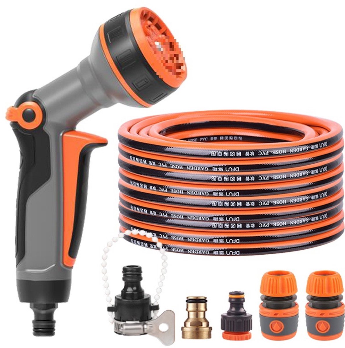 Casalora A8 Multifunctionele Broeskop Set –Tuinslang Sproeikop met 5m Tuinslang en 5 Accessoires - 10-standen Sproeikop - Lichtgewicht, Roestvrij Handspuitpistool met Duimbediening – Voor Tuin, Auto, Bloemen en Huisdier