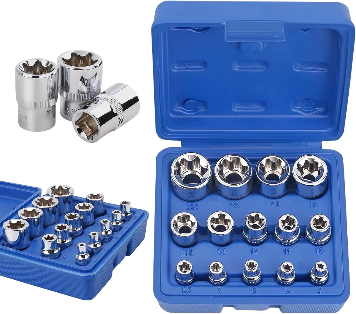 Torx steeksleutelset 14-delig - E4-E24 - CR-V staal - Voor diverse schroefklussen - ShopVlot