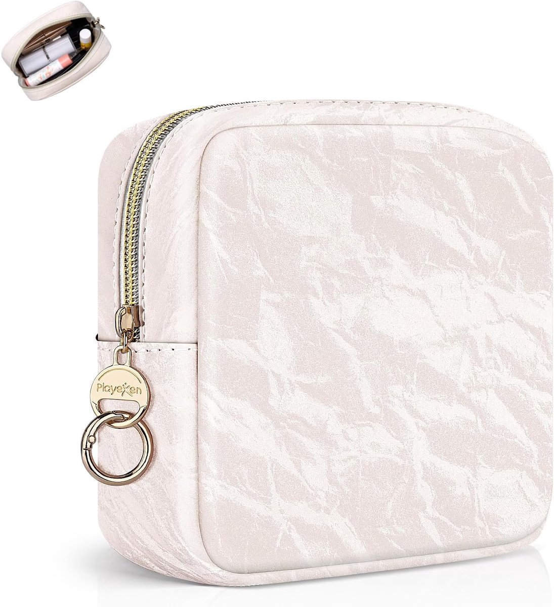 Cosmetica Tas Klein - PU Leer Marmer - Handige Reis Organizer - Perfect voor Make-up Accessoires - ShopVlot