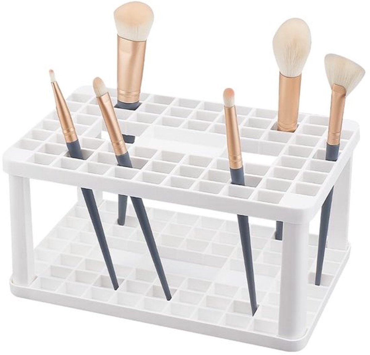 Penseelhouder 71 Gaten - Make-up Borstelhouder - Organizer voor Kunstenaars - Plastic Opberghouder - Cosmetische Borstel - 130x200x100mm - Borstelorganizer