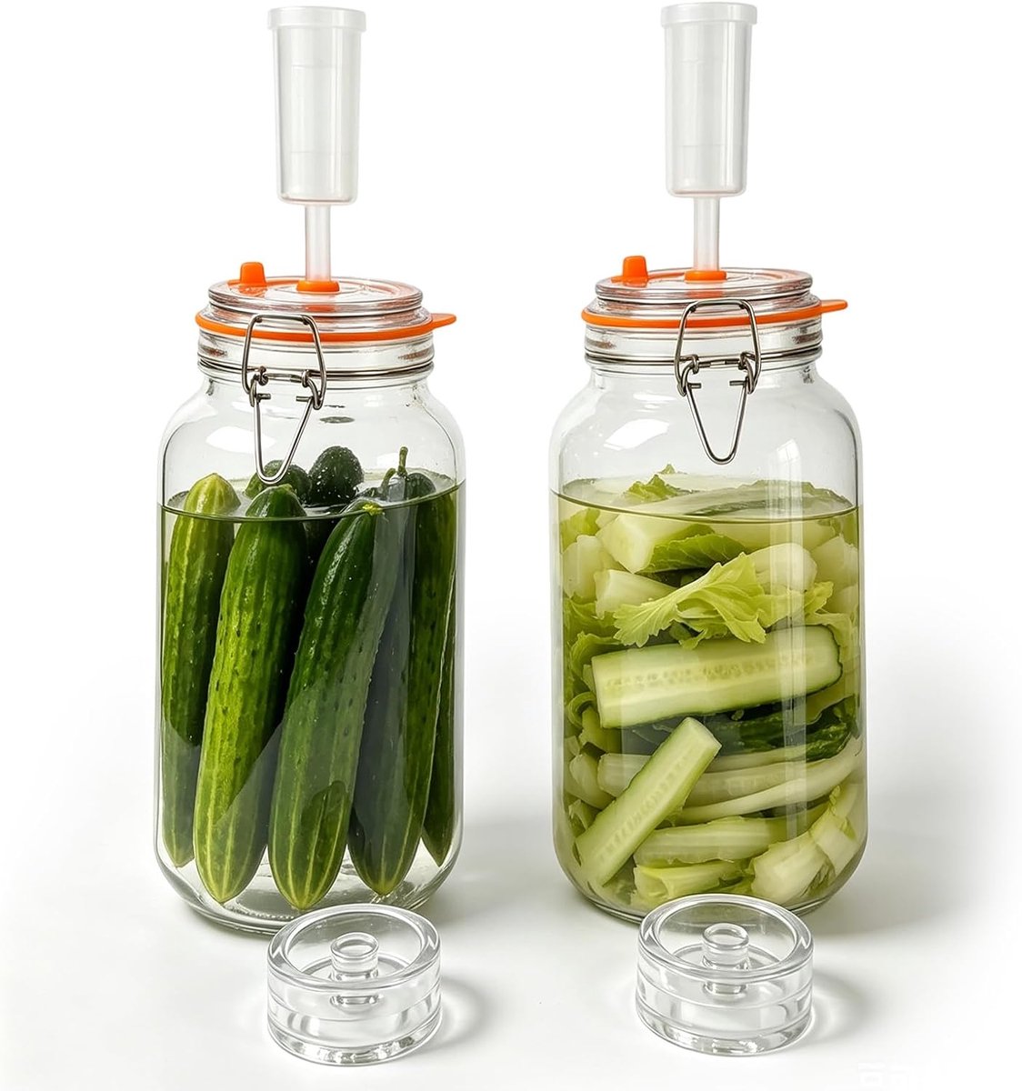 Fermentatieglas 2 liter - set van 2 - loodvrij dik glas - perfect voor sauerkraut en kimchi - ShopVlot