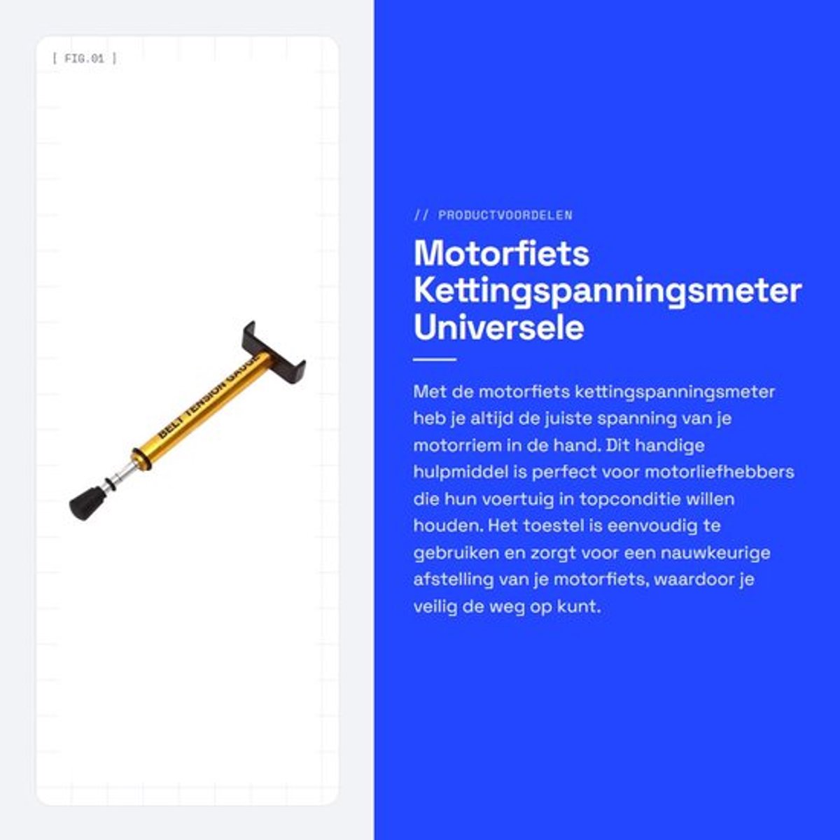 Kettingspanningsmeter Universeel Ontwerp - Riemspanningsmeter - Metalen Gereedschap - Nauwkeurige Instelling - 10 Lb - Rubber Buffer
