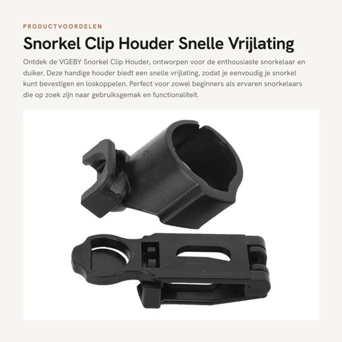 Snorkelhouder Snelle Vrijlating - Universele Snorkelhouder - Duiken Luchtslang Houder - Antislip Bevestiging - Lichtgewicht Ontwerp - Duurzaam Materiaal - Snorkelclip