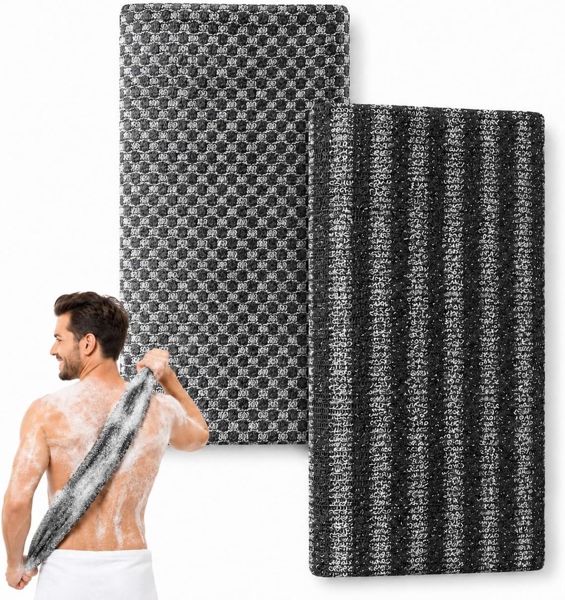 Peeling handdoek 2 stuks - extra lange scrub - dubbelzijdige textuur - voor diepe reiniging - ShopVlot