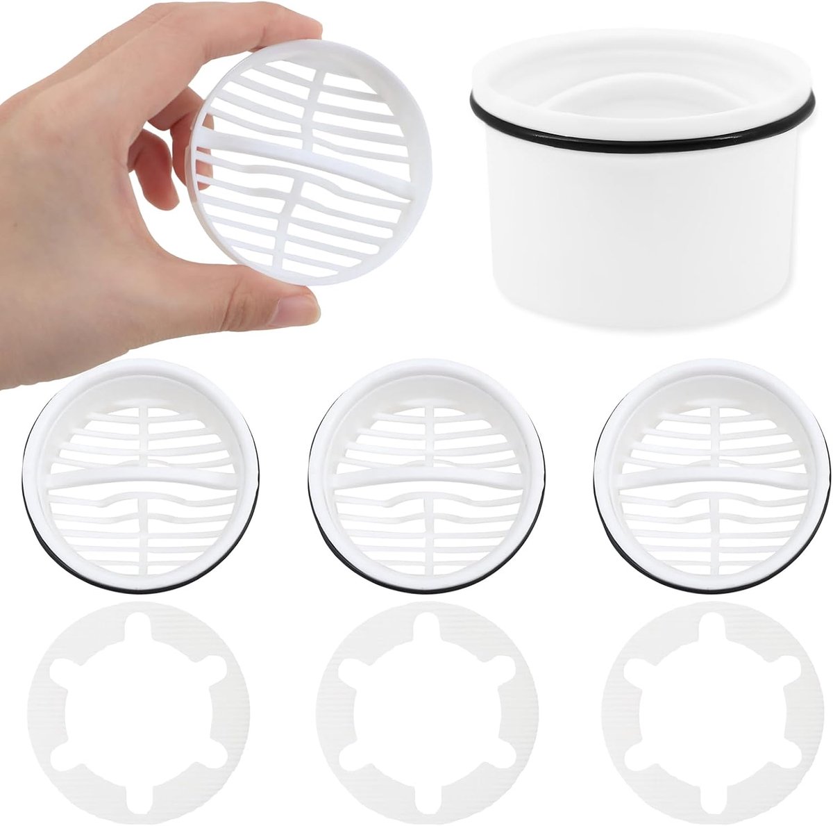 Three-piece shower hair filter and immersion tube, compatible with Viega Tempoplex drain accessories 6960, 6961, 6962 - ShopVlot