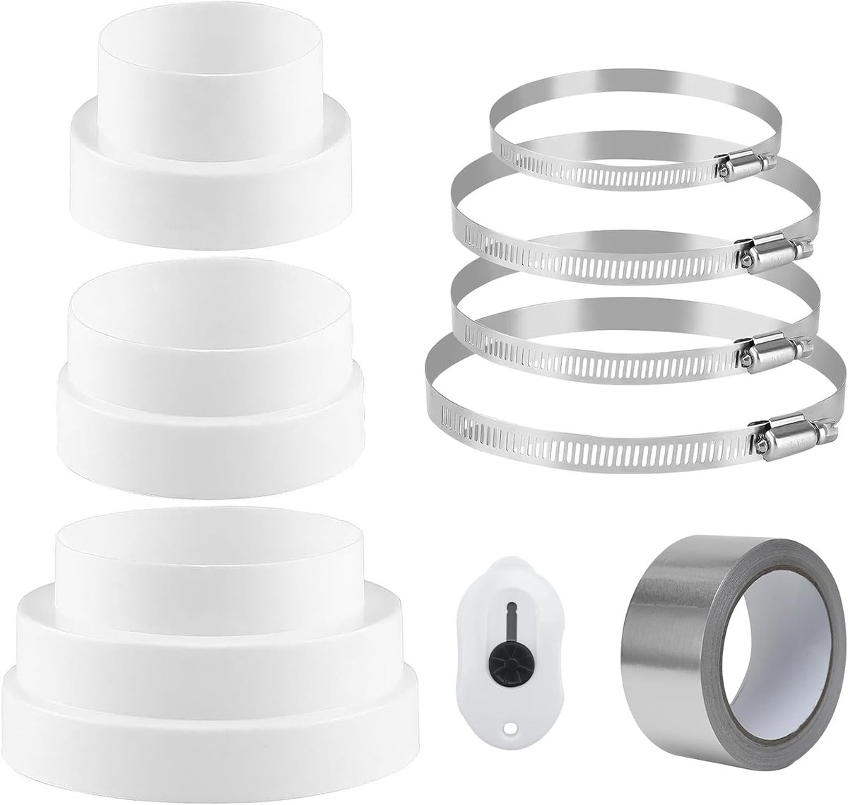 Universal adapter Ø 80-150 mm, drain hose adapter, Ø 3.150, 3.937, 4.331, 4.724, 5.118, 150 mm, ABS reduction tube - ShopVlot