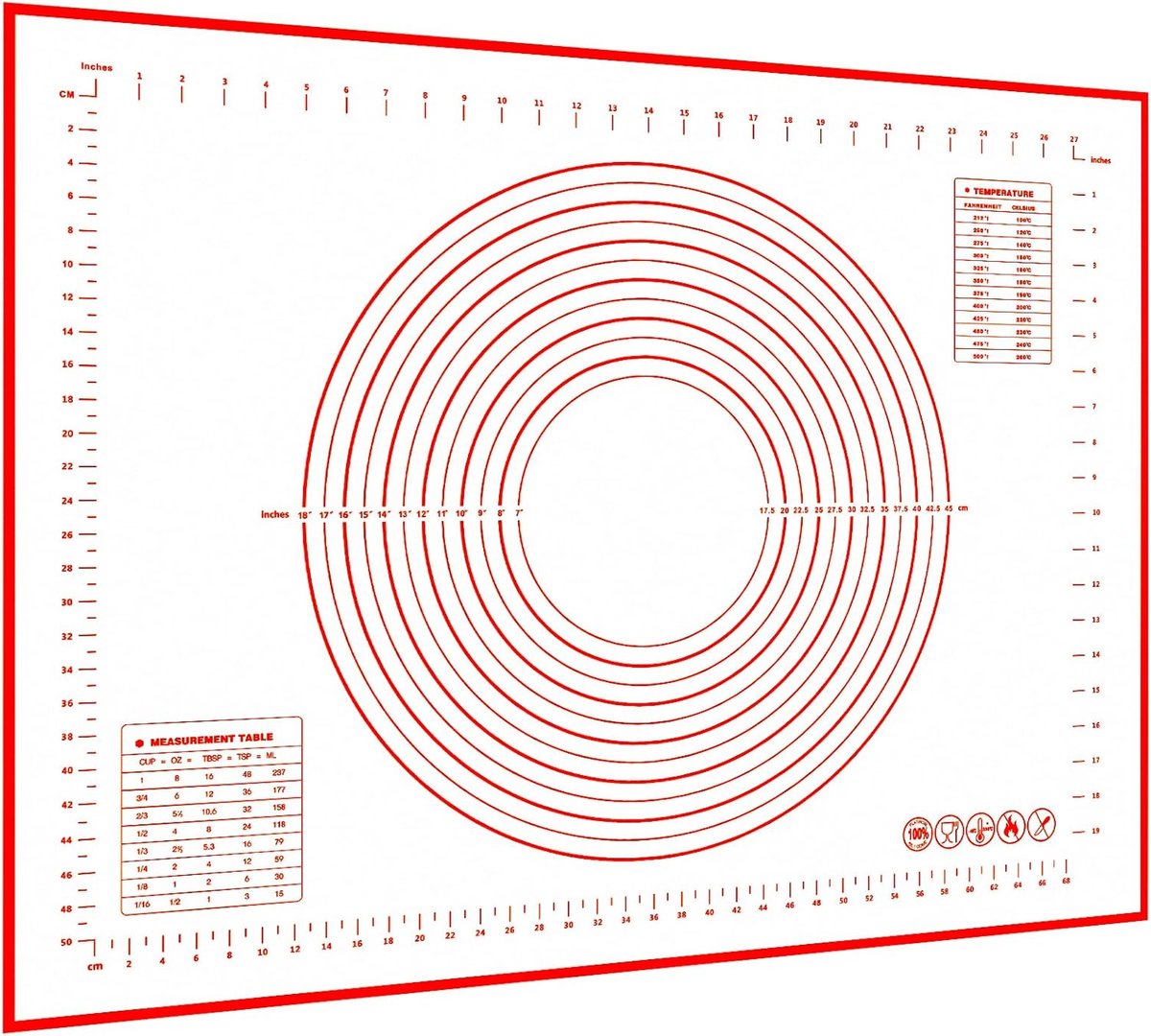 Webake Silicone Mat Large Baking Mat Silicone 80 x 60 cm Baking Mat Dough Mat with Measurement Silicone Mat Baking for - ShopVlot