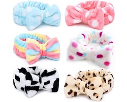 Pack of 6 Bows Hair Band Spa Hair Band Bow Hair Band Women Makeup Headband for Hairizone Face Soft and Cute Big Bows - ShopVlot