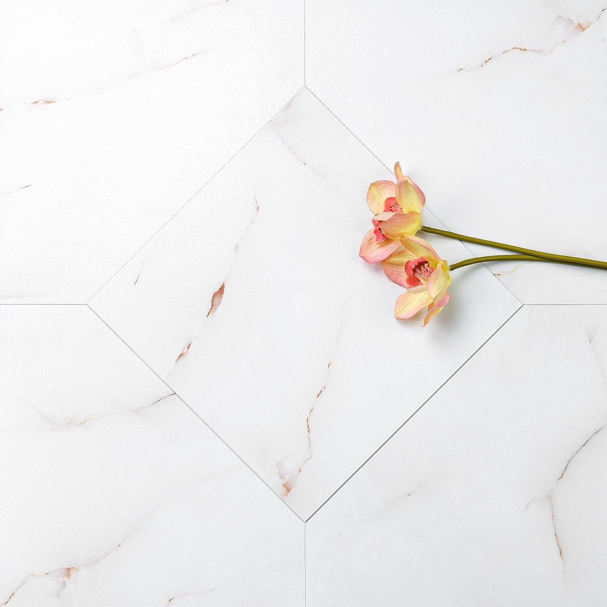 LaCheery Pack of 36 PVC Tiles Self-Adhesive for Kitchen Floor Covering White 30 cm x 30 cm Cover 3.2 m² PVC Flooring - ShopVlot