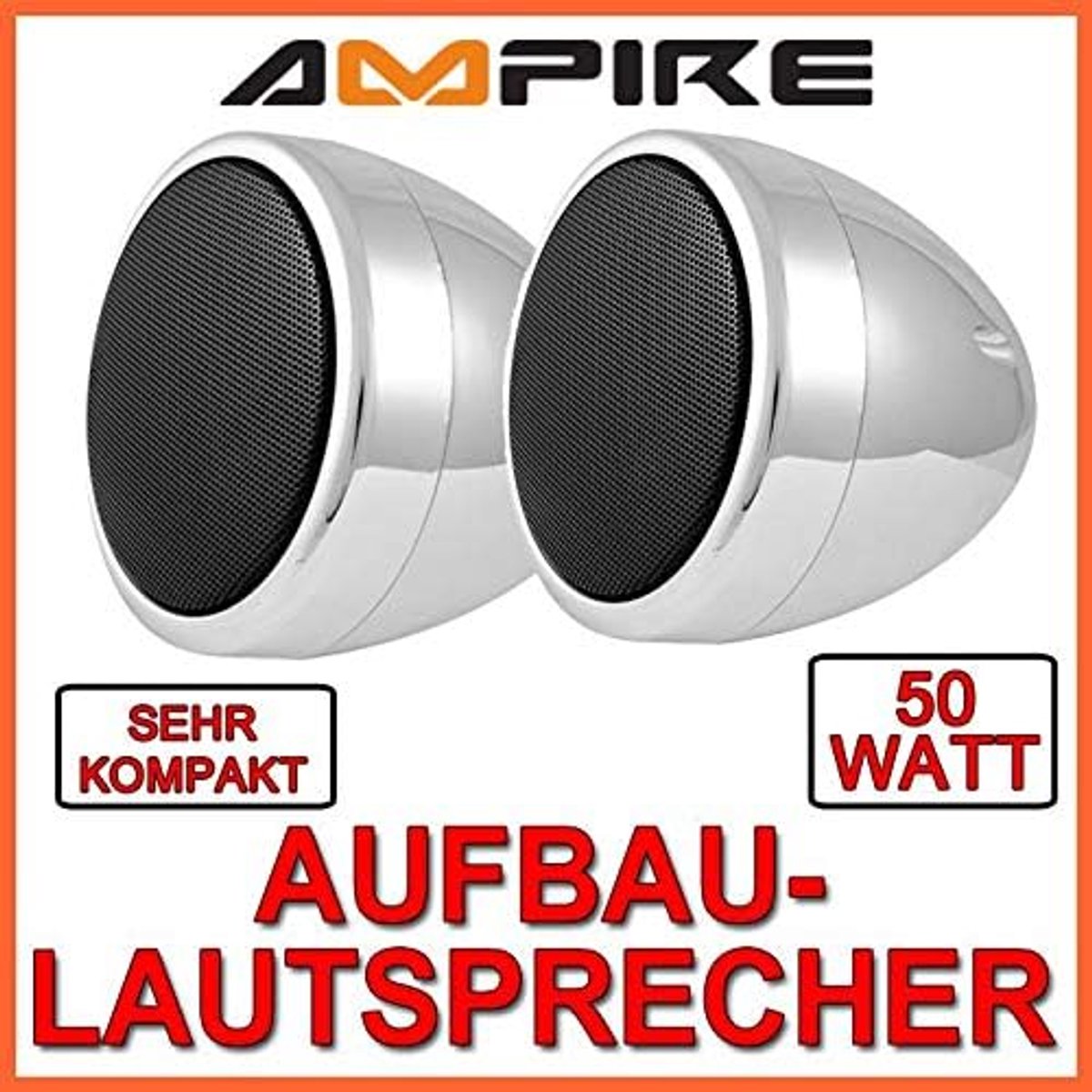 AMPIRE Surface mounted speakers QX75-CHR, 7 cm, chrome-plated pair - ShopVlot