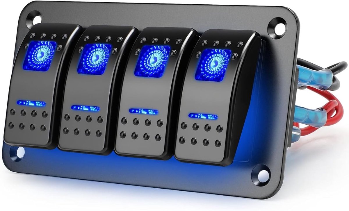 1 STKS 4 Speed Tuimelschakelaar Waterdicht 5 Pin ON-OFF Tuimelschakelaar 12 V/24 V met Blauw LED Licht voor RV Marine - ShopVlot