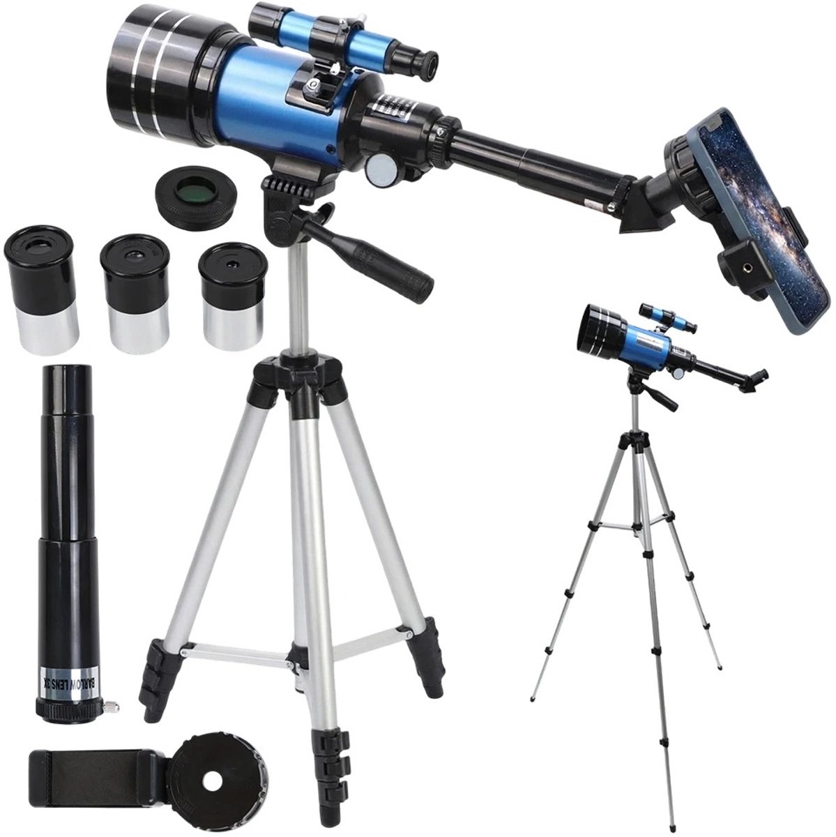 Chelsey-Store - Astronomische Telescoop - Sterrenkijker - Refractor Telescoop - Blauw/Zwart - 70 mm Objectielens - 150 x Vergroting