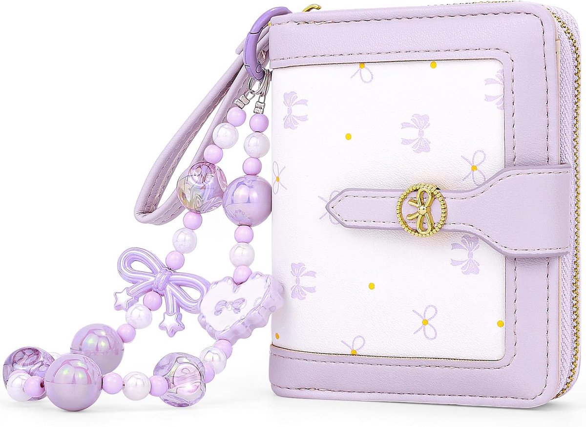 Wallet Ladies Purse Small Purse Ladies Mini Purse for Women Purses Bow Violet with Coin Compartment and Card Slots - ShopVlot