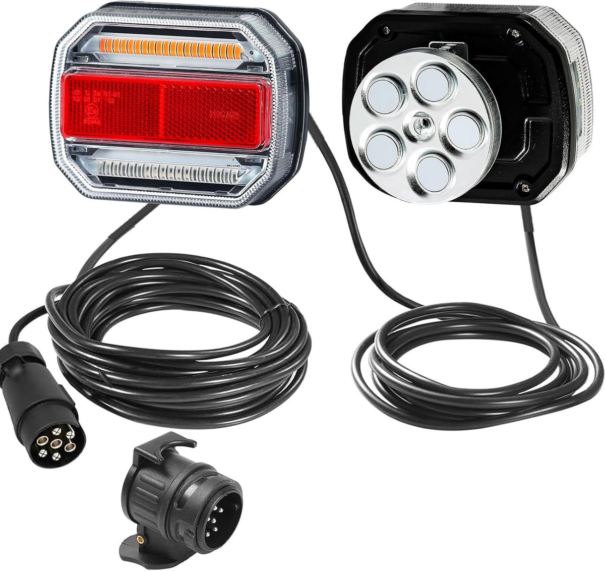 12V 24V universel LED trailer lights magnetic set waterproof tail lights 7.5m cable 7-pin connector - ShopVlot