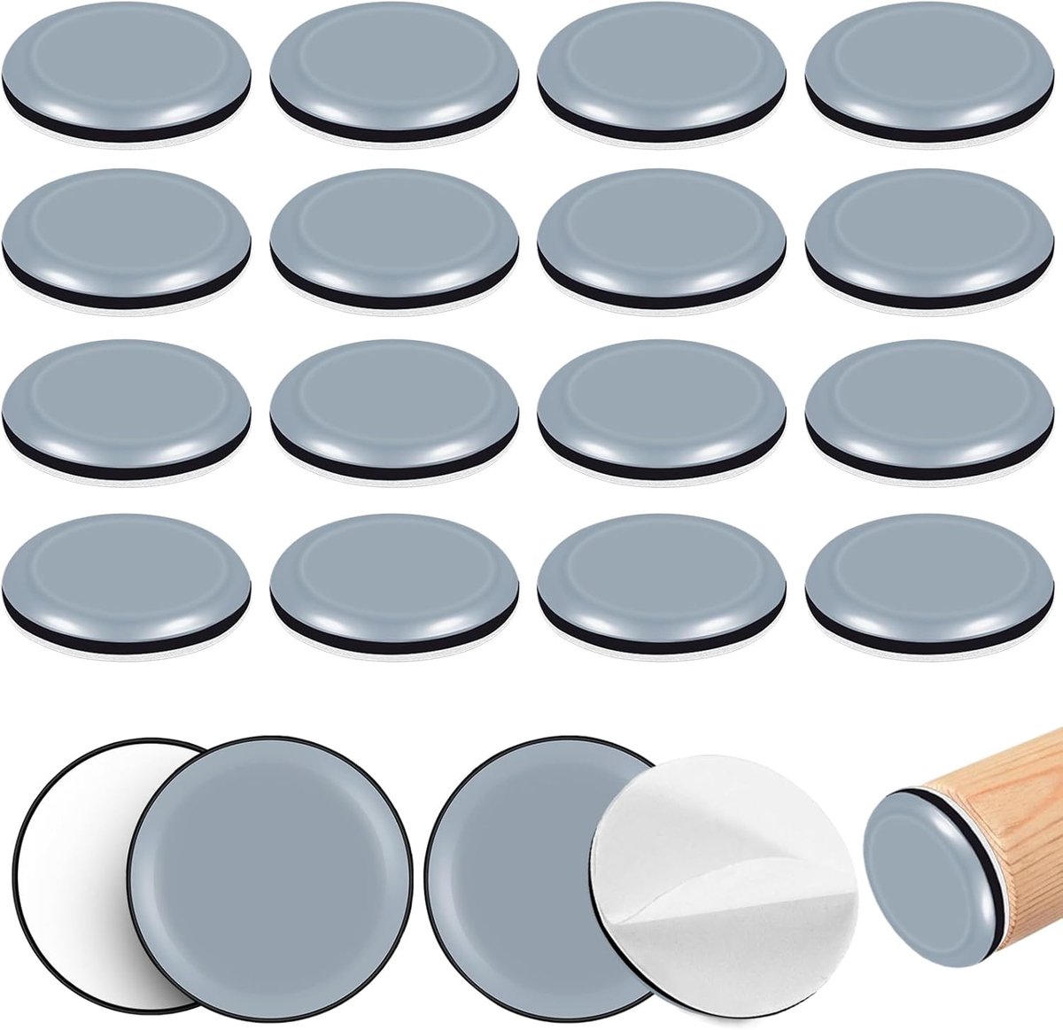 Pack of 20 Teflon Glides Self Adhesive Round Diameter 20 mm Carpet Glides Furniture Glides PTFE Teflon Glides for - ShopVlot
