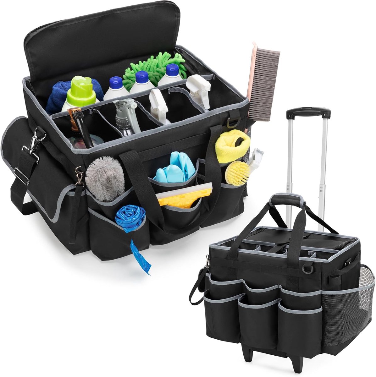 HODRANT Large Cleaning Basket with Removable Cart and Shoulder Strap - ShopVlot