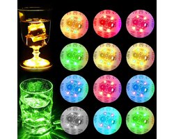 YOUYIKE Pack of 12 LED Coasters, LED Stickers, Colourful LED Coasters, Round Light Coasters, 3 Luminescence, for - ShopVlot