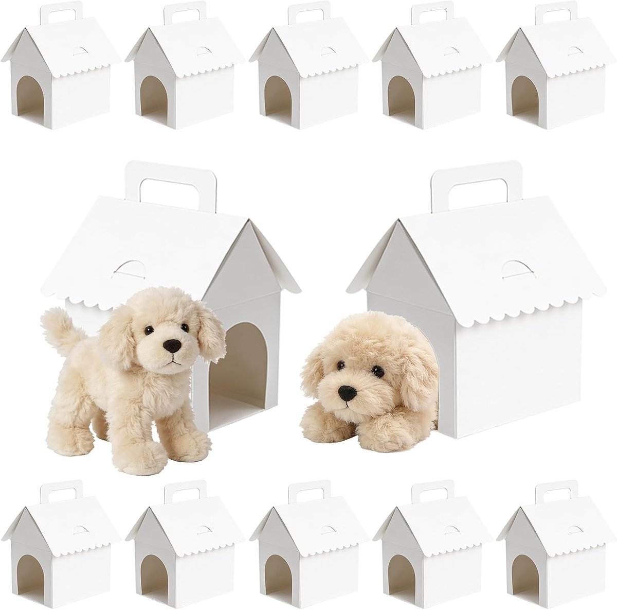 Piuluvor® 12 stuks schattige lege geschenkdozen, feestgeschenkdozen met deur en handvat, witte opvouwbare - ShopVlot