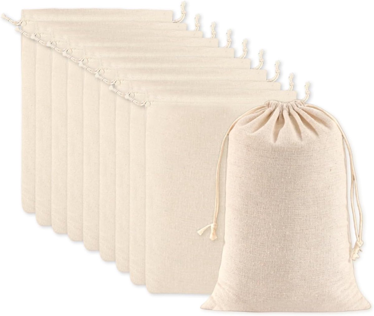 Vlecexs 10 Pieces Jute Bags for Painting, Cotton Drawstring Bags, Unprinted for Wedding Birthday DIY Crafts 20x30cm - ShopVlot