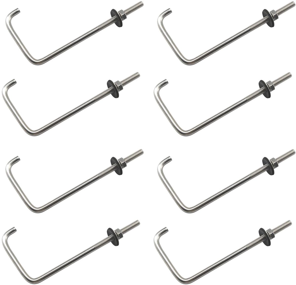 (8PCS) M6x25x75mm 304 Stainless Steel Screw Hook With Nuts Washers Ceiling Mount Hook Threaded Eye Bolts - ShopVlot