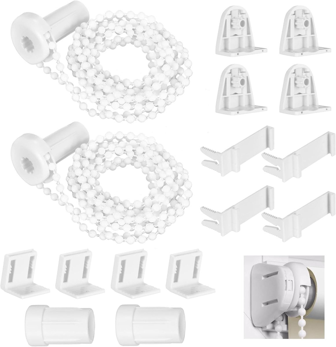 Rolhouders voor ramen 17 mm - set van 2 - wit - vervangingsonderdelen voor rolgordijnen - ShopVlot