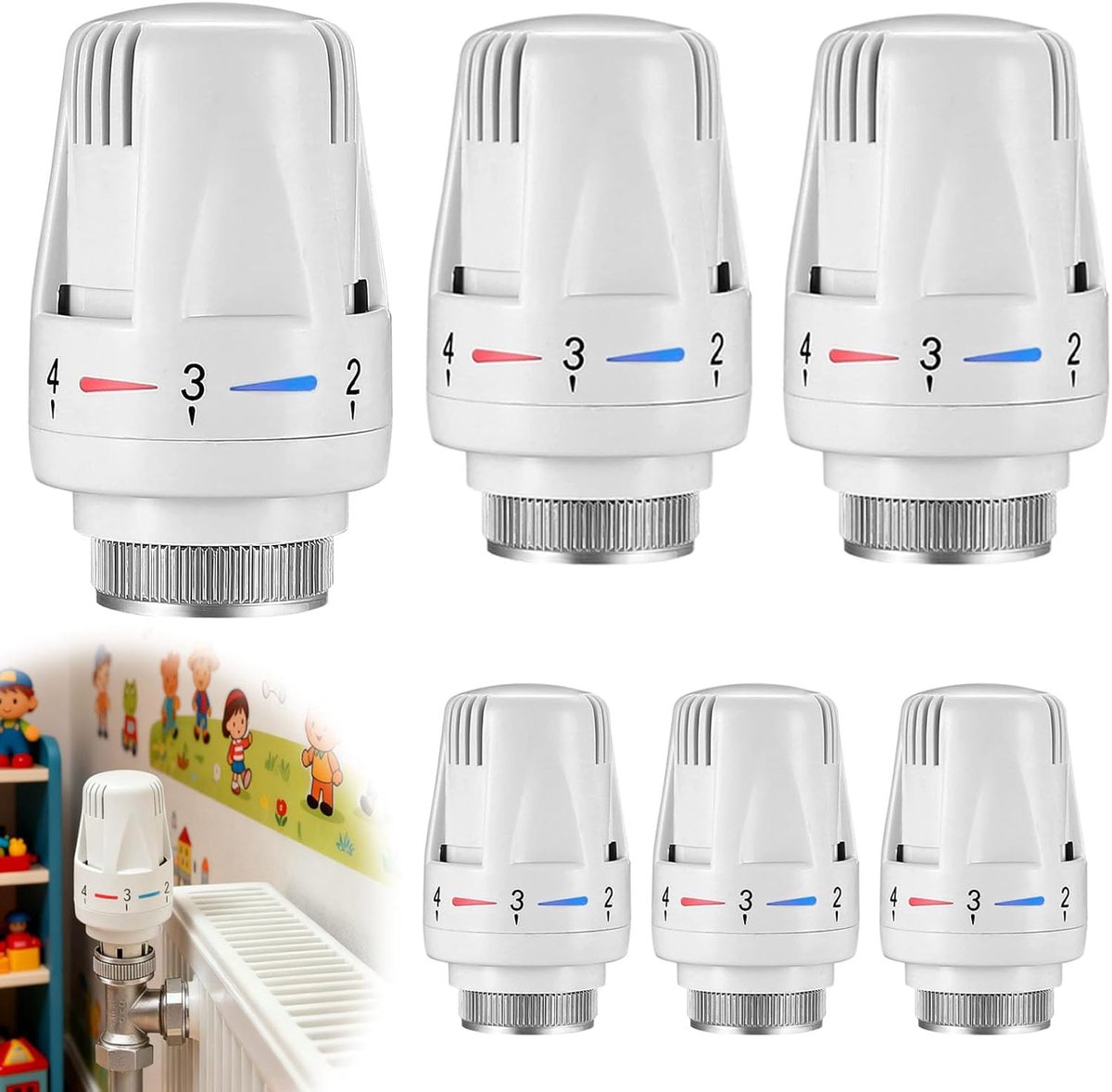 Radiatorthermostaat M30 x 1,5 - reservekop met nulstand - vorstbescherming - ideaal voor kantoor en thuis - ShopVlot