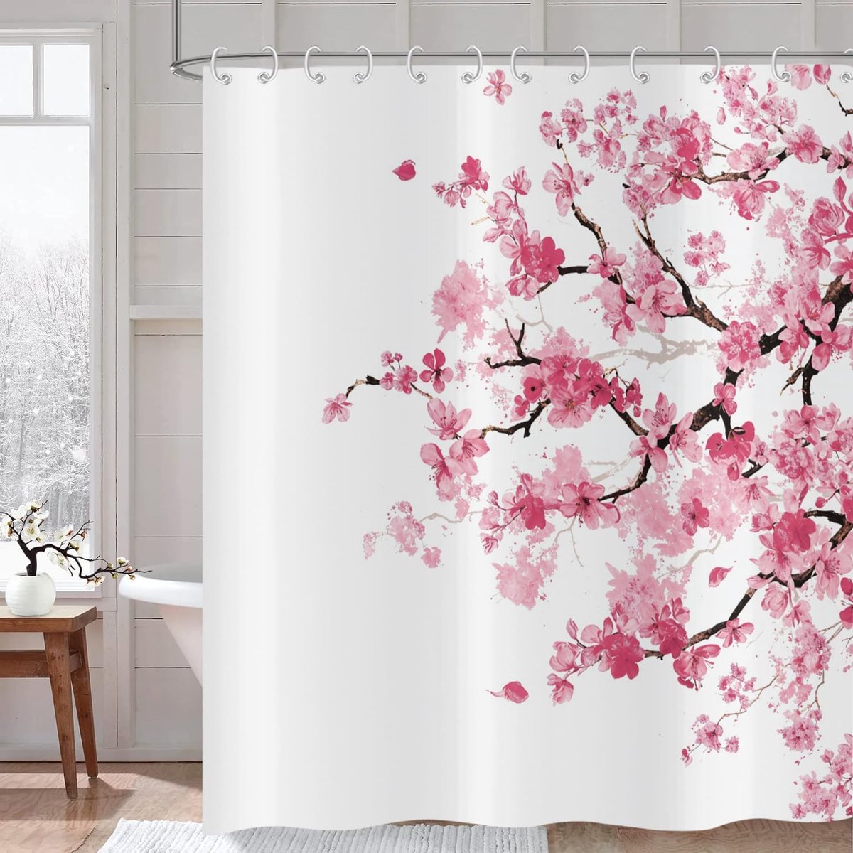 Douchegordijn 180 x 200 cm - Kersenbloesem - Waterdicht polyester - Comfortabel en stijlvol - ShopVlot