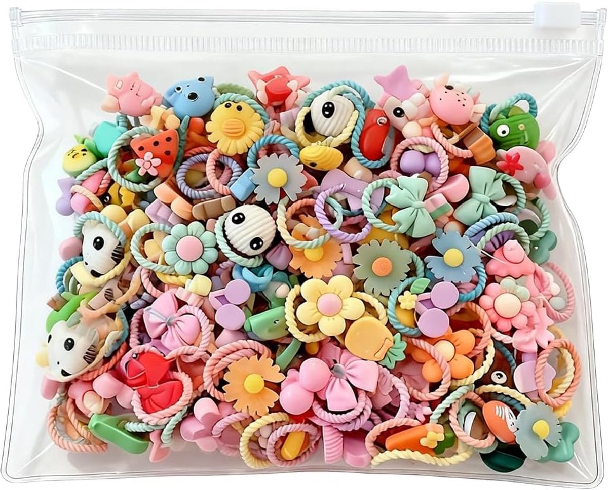 Elastische haarelastiekjes 100 stuks - meerkleurig - schattige haarbanden - perfect voor meisjes - ShopVlot