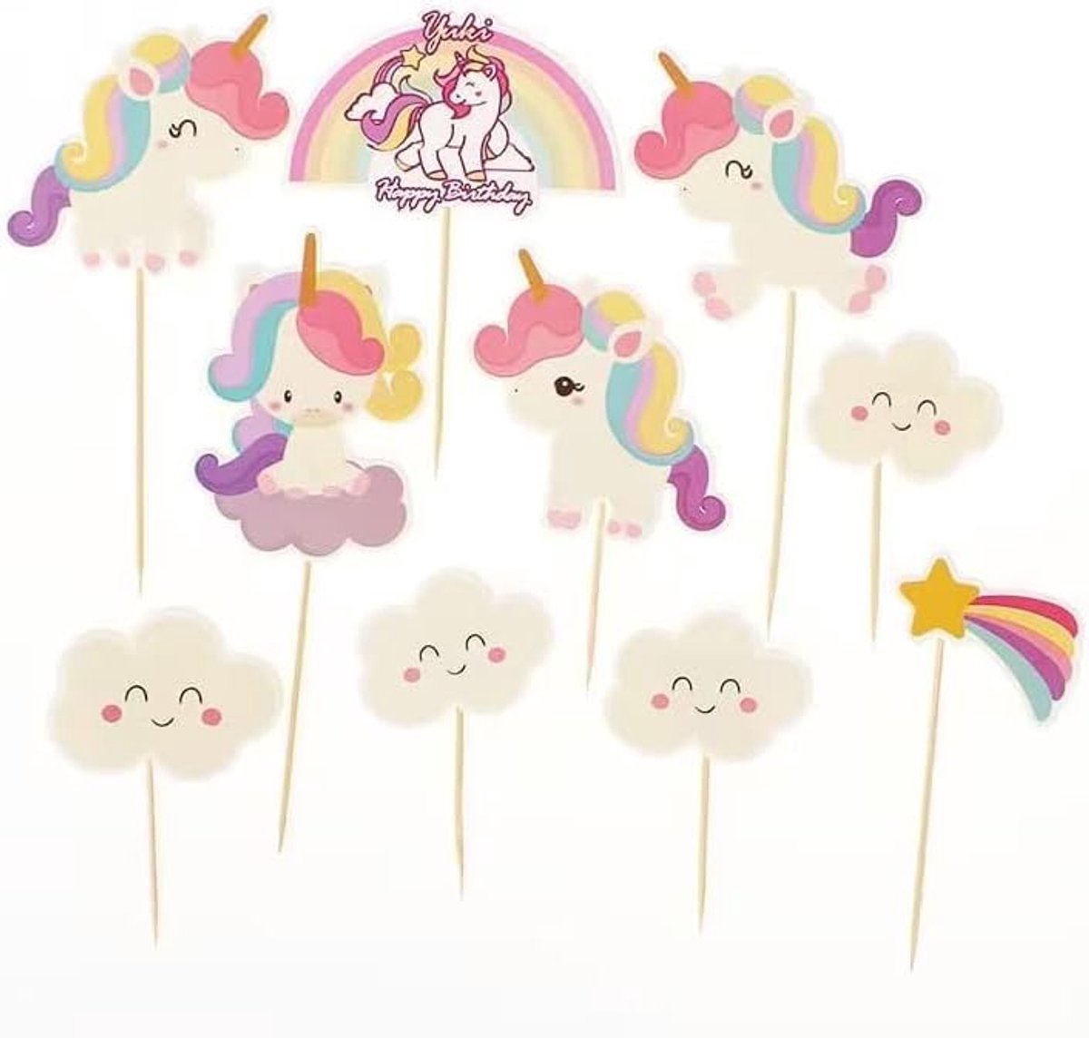 Cake Toppers Cupcake Toppers 10pcs - Regenboog Hart Kroon - Voor Kinderfeestjes - Leuke Cake Decoratie - ShopVlot