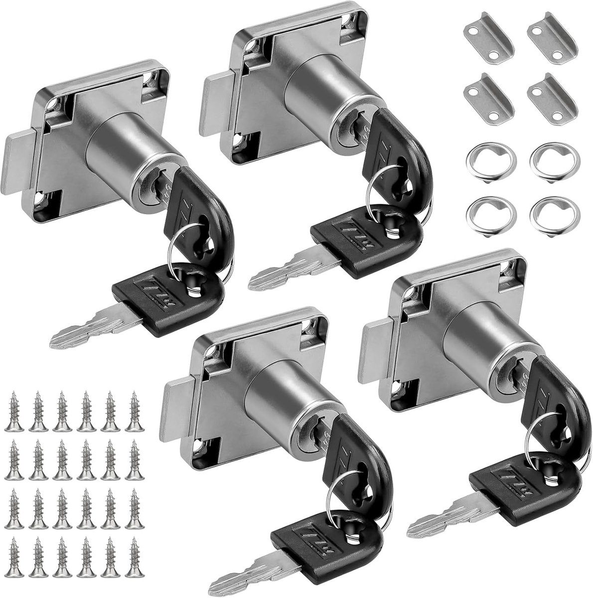 Meubelslot 22mm - Universele sleutel - 4 stuks met 8 sleutels - Voor meubels en kasten - ShopVlot