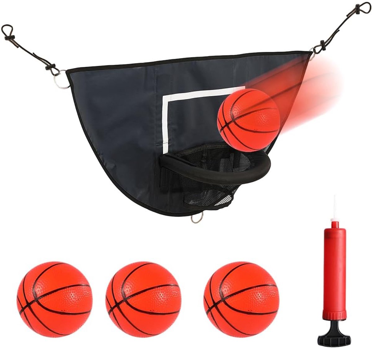 Trampoline basketbalmand - universeel mini-basketbalopzetstuk - inclusief 3 mini-basketballen - ShopVlot