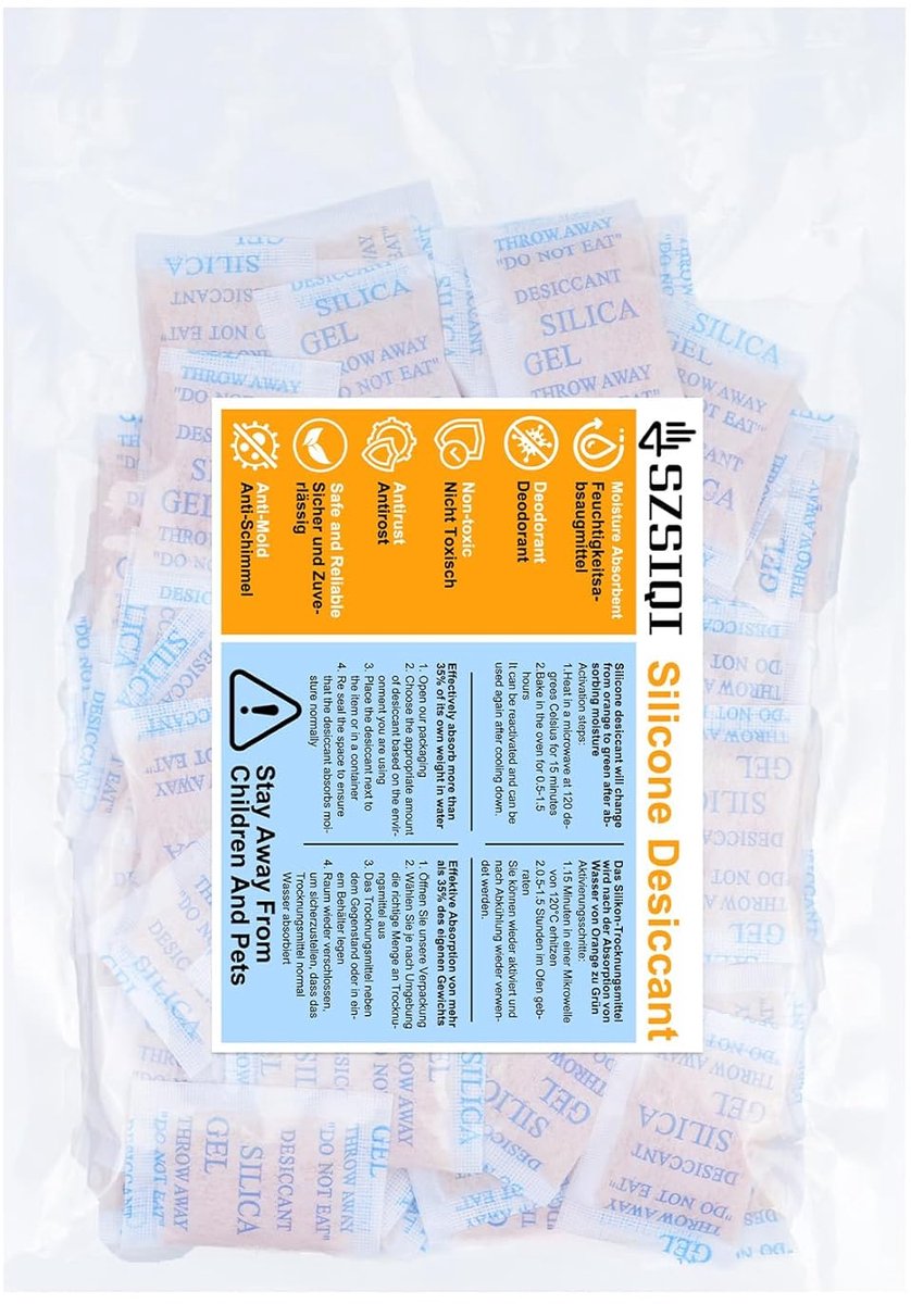 Silica gel pouches 5g x 80pcs - herbruikbare desiccant zakjes - vochtaanduiding oranje naar groen - ShopVlot