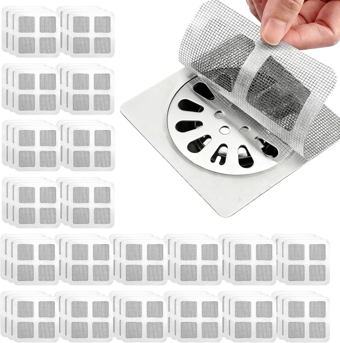 Haarstrainer voor Douche en Afvoer - 10 x 10 cm - Fijnmazig Net - Voorkomt Verstoppingen - ShopVlot