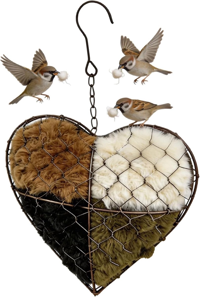 Nestmateriaal voor wilde vogels van alpacavezel, handgemaakt vogelnest, navulbaar vogelhuisje voor tuindecoratie en vogels om te nestelen