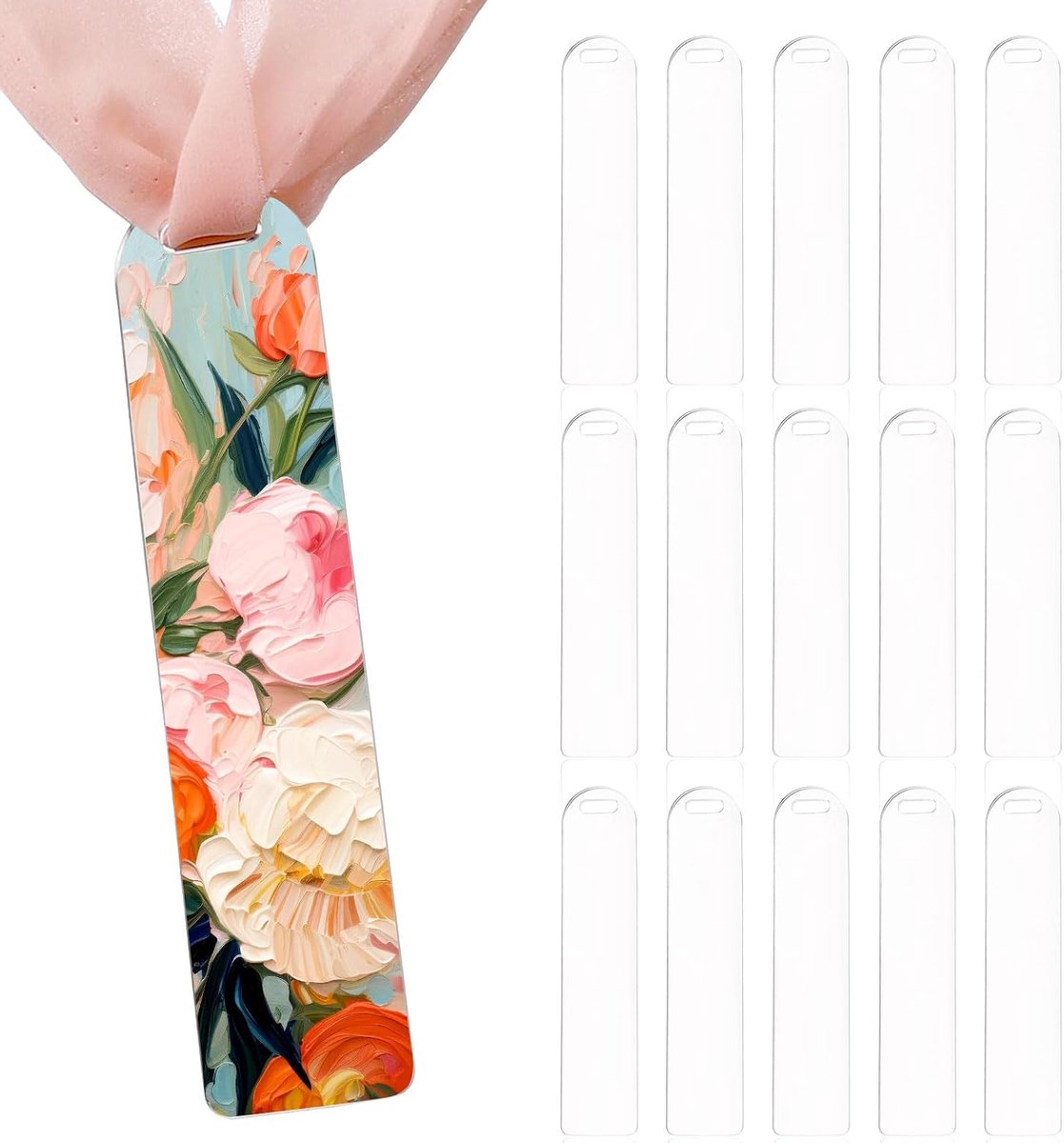 Acryl Boekenleggers 15 Stuks - Transparant - Met Roze Linten - Perfect voor Creatieve Boekliefhebbers - ShopVlot