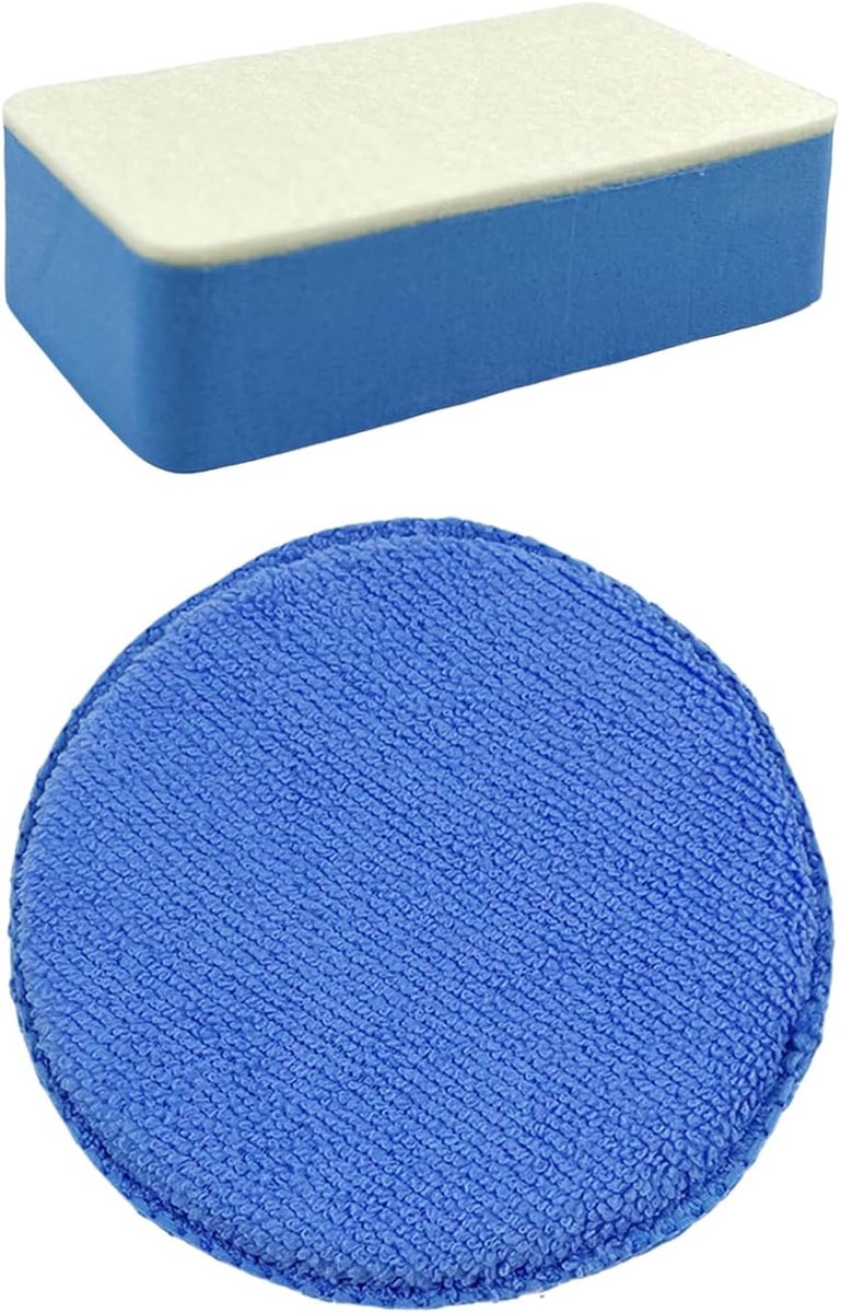 Sponsset voor auto reinigen - 1 spons en 1 ronde wax spons - ideaal voor vlekverwijdering - perfect voor autoverzorging - ShopVlot