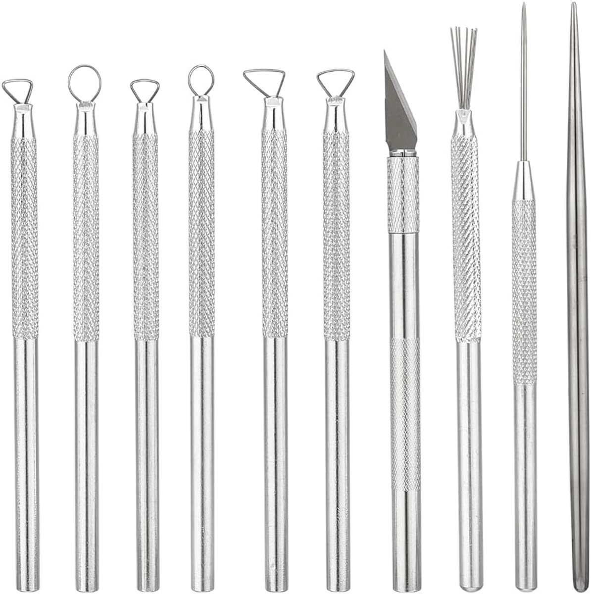 Ceramische beeldhouwer gereedschap set - 10-delig - keramisch en roestvrij staal - voor fijne sculpturen - ShopVlot
