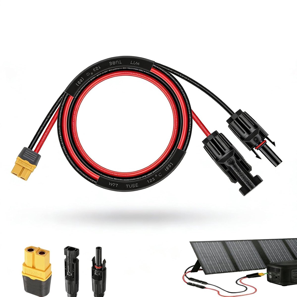 Solar kabel 6 mm² - XT60 aansluiting - hoogwaardig materiaal - stabiele energieoverdracht - ShopVlot