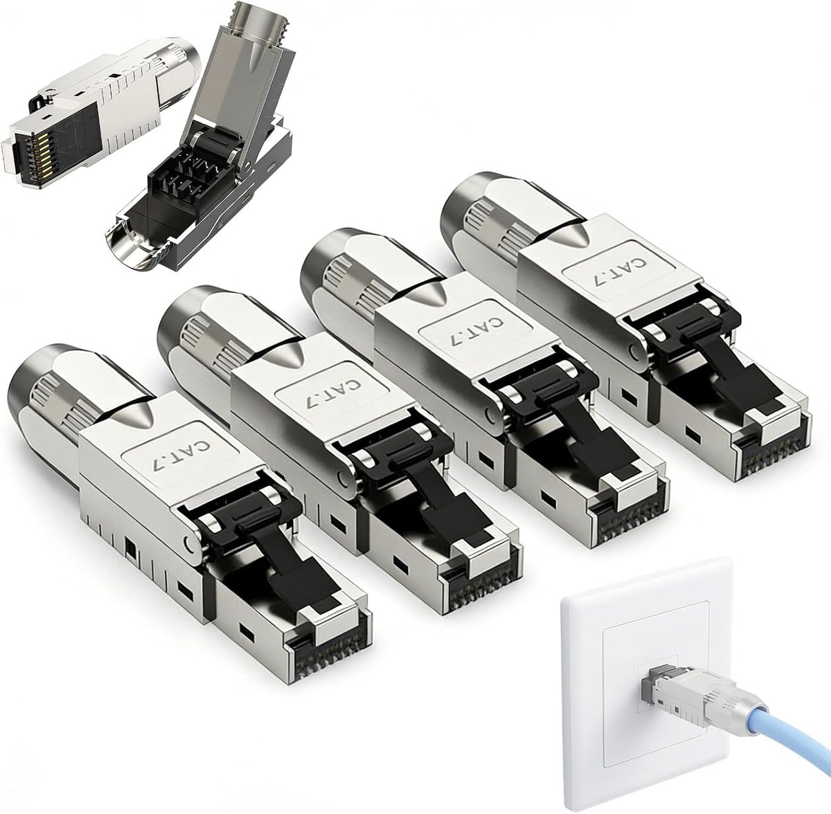 RJ45-stekker zonder gereedschap - 4 stuks - afgeschermd - ondersteunt 10 Gbps en PoE - ShopVlot