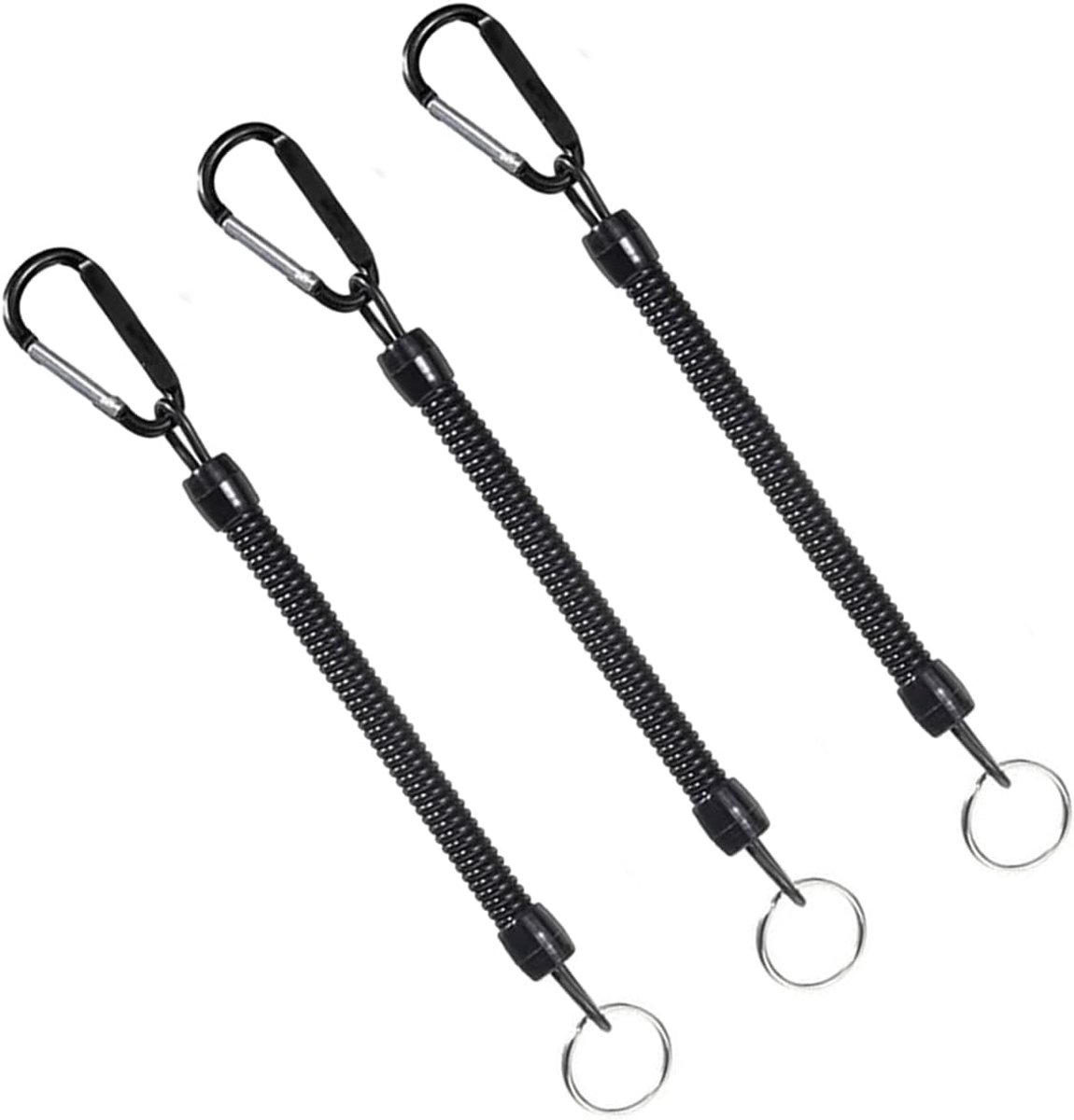 Spiraal Sleutelhangers Set van 3 - Uitbreidbare Sleutelhangers - Robuuste Carabiner - Ideaal voor Boating en Camping - ShopVlot
