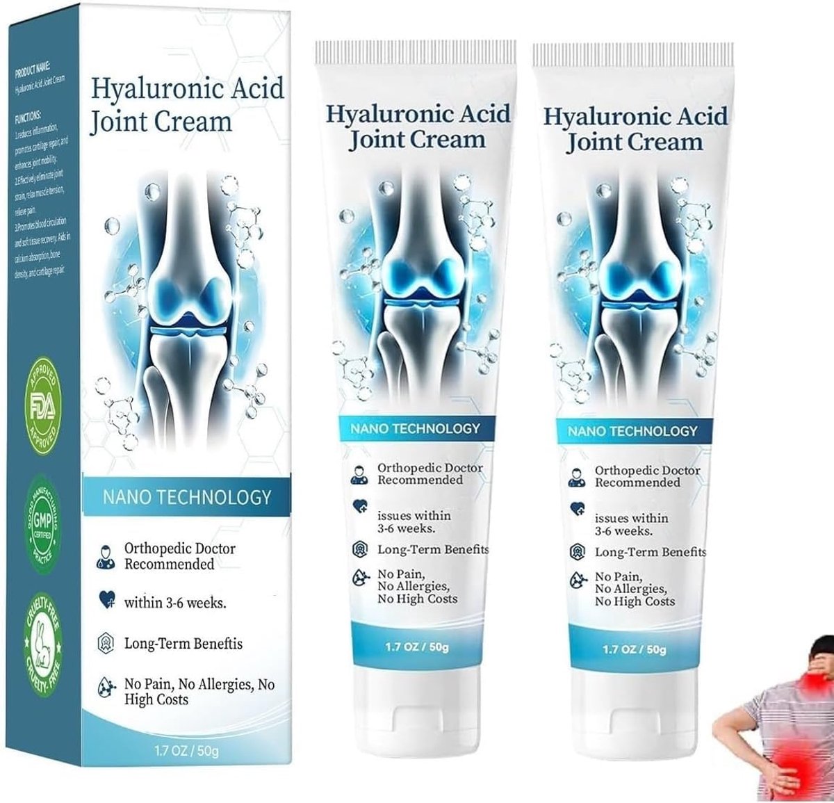 Gewrichtscrème met hyaluronzuur - Turmeric extract - Ondersteunt gewrichtsherstel - Verhoogt mobiliteit - ShopVlot