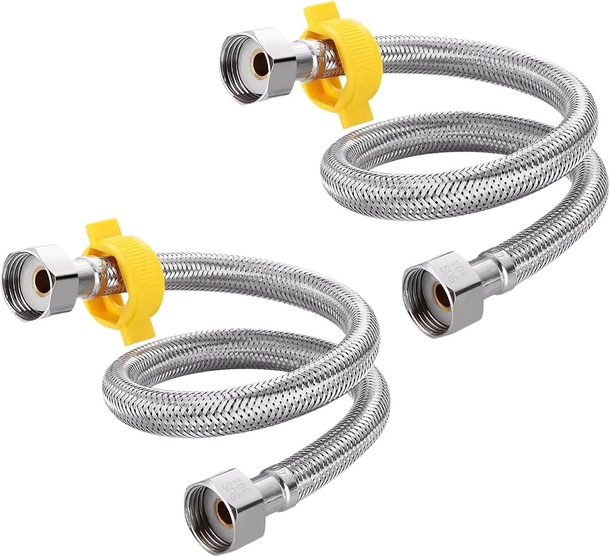 Flexibele slang 3/8 inch - roestvrijstalen omhulsel - geschikt voor drinkwater - ideaal voor badkamer en keuken - ShopVlot